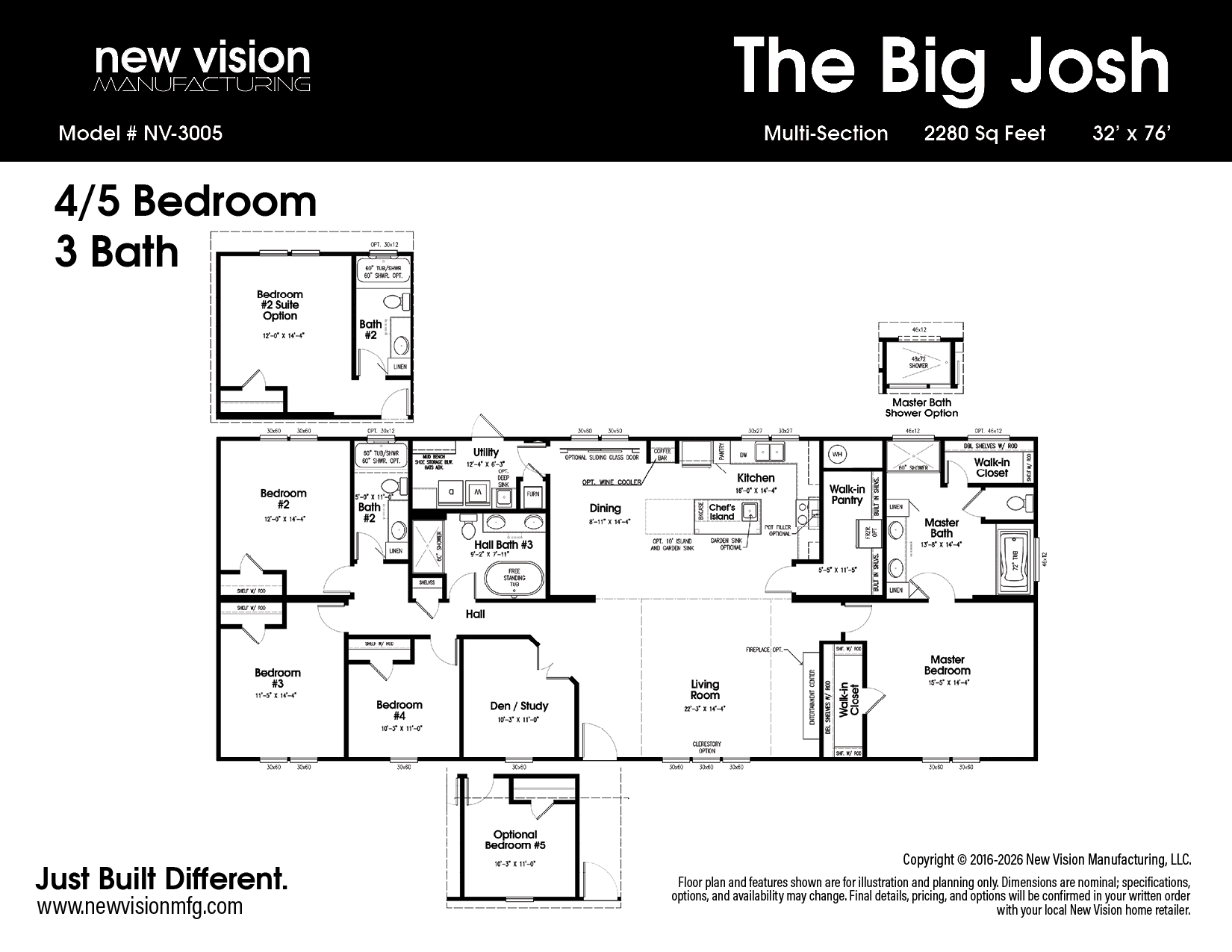 The Big Josh by New Vision Manufacturing Big Josh Home Floorplan - For Sale in Graham, TX